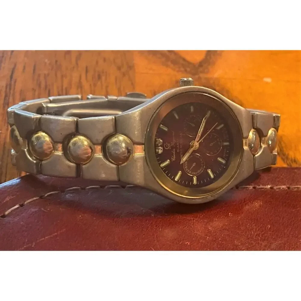 Women's Two Tone Charles Raymond 28mm Watch, Red Face, Water Resistant